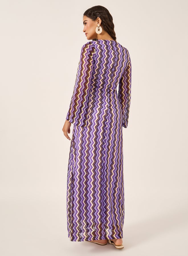 ستايلي فستان محبوك بشعار شيفرون - Image 5