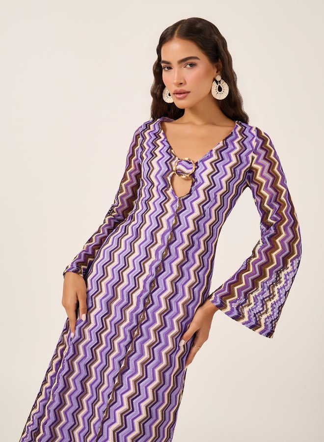 ستايلي فستان محبوك بشعار شيفرون - Image 3