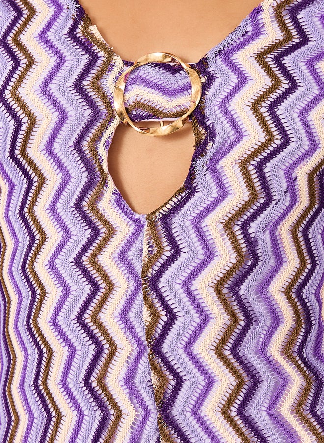 ستايلي فستان محبوك بشعار شيفرون - Image 4