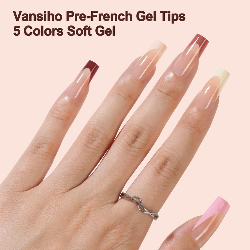 VANSIHO 150Pcs French Gel Nail Tips, Vansiho Long Square Nail Tips, Pre-French Tips Press on Nails, Fake Nails for Nail Art DIY 15 Sizes - Image 2