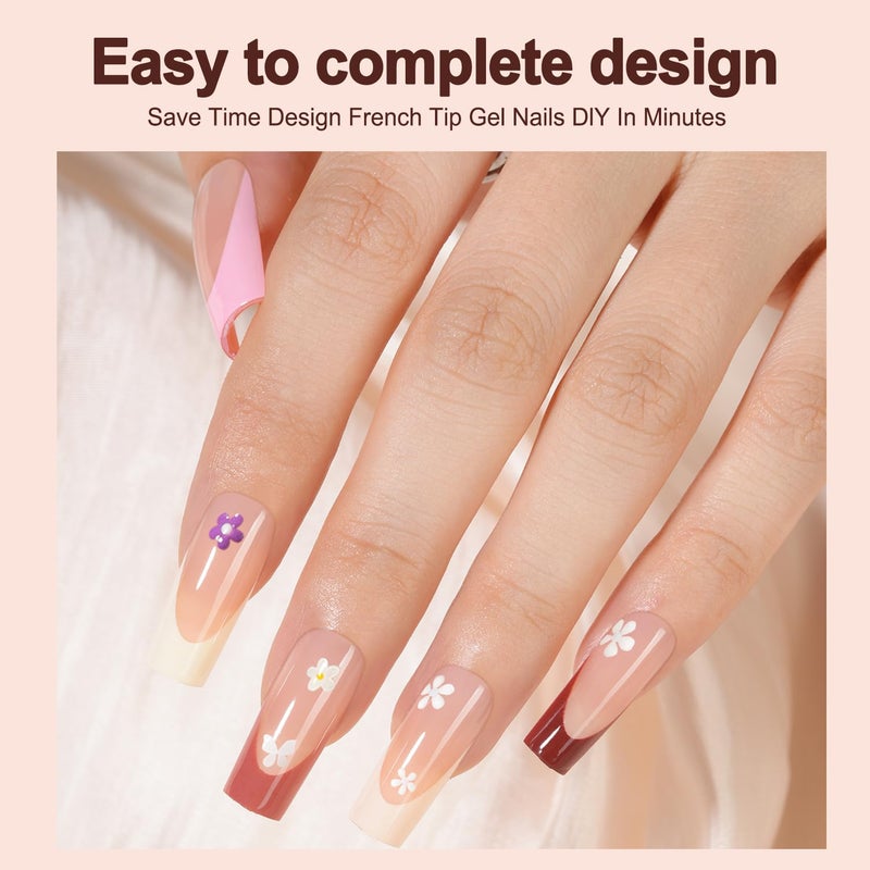 VANSIHO 150Pcs French Gel Nail Tips, Vansiho Long Square Nail Tips, Pre-French Tips Press on Nails, Fake Nails for Nail Art DIY 15 Sizes - Image 3