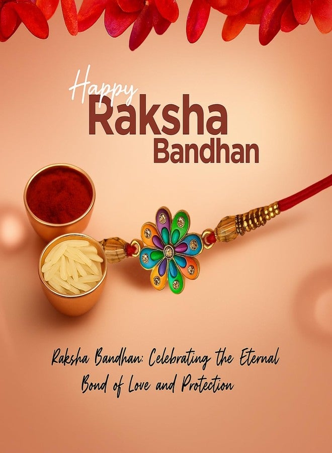 Sage Square Rakhi for Brother, Bhai with Roli Chawal | Raksha Bandhan | Designer Beads, Stones, Decorative Work | Stylish Handcrafted Rakhi Gifting for Sibling Festival Celebration (Type 37) - Image 2