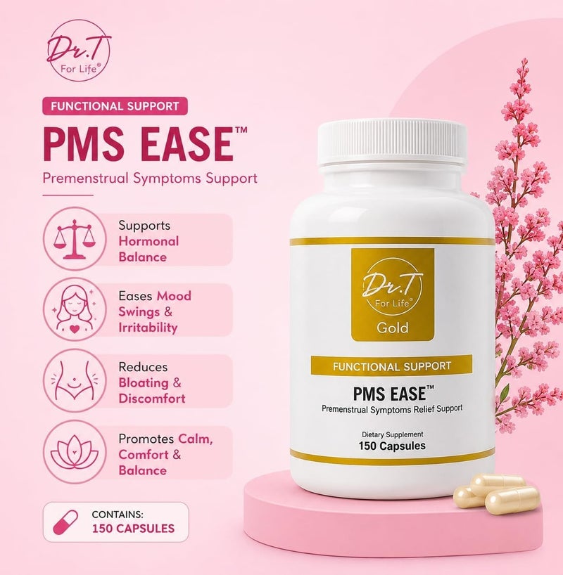 Dr.T for Life® د. تي فور لايف® PMS Ease™ مكمل غذائي لدعم التوازن الهرموني للنساء | لدعم تخفيف أعراض ما قبل الدورة الشهرية وتقلبات المزاج والتقلصات والانتفاخ | 150 كبسولة - Image 5