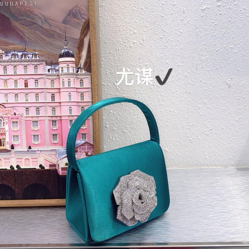 French Banquet Silk Satin Small Square Bag High-Grade Flower Mini Lipstick Change Key Hand Messenger Bag - Image 1