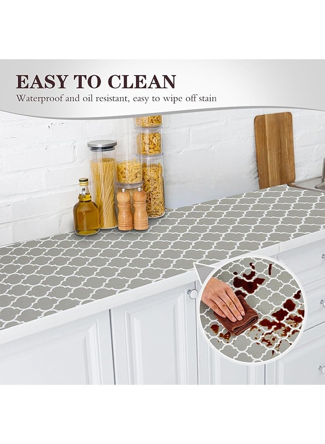 الأدراج & رفوف الخطوط الملاحية المنتظمة 44 * 300cm ، غير زلة مطبخ مجلس الوزراء الخطوط الملاحية المنتظمة غير لزجة سميكة مضادة للانزلاق للماء قابل للغسل وسادة حماية خزانة خزانة خزانة الحمام ، رمادي - Image 2