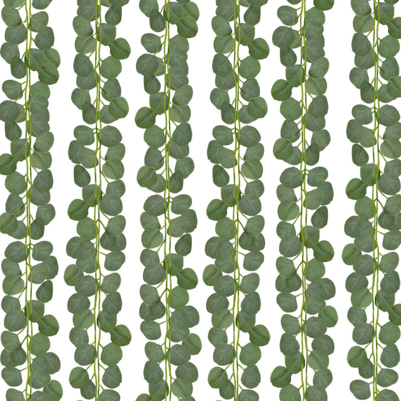 CQURE 12 Pack Eucalyptus Garland Artificial Eucalyptus Leaves Table Greenery Garland Wreath Vines for Wedding Party Table Fireplace Bedroom Wall Room Decor - Image 1