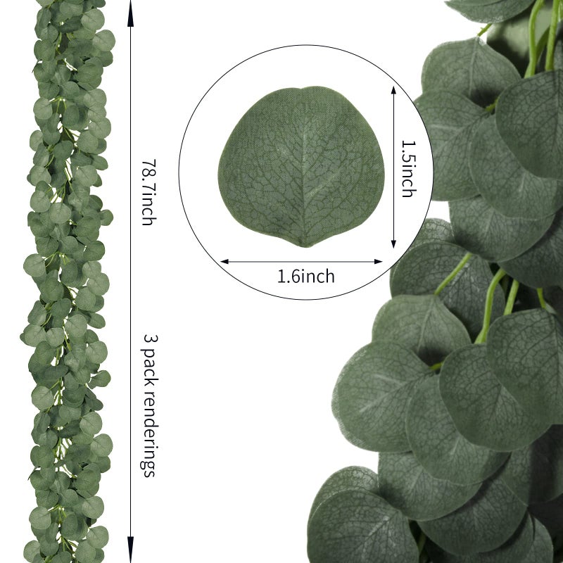 CQURE 12 Pack Eucalyptus Garland Artificial Eucalyptus Leaves Table Greenery Garland Wreath Vines for Wedding Party Table Fireplace Bedroom Wall Room Decor - Image 2