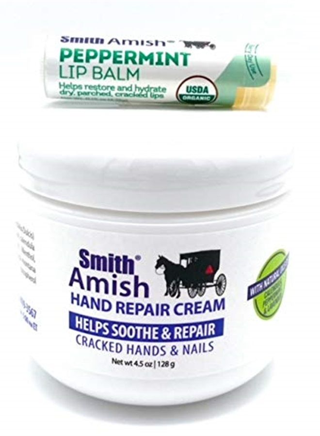 Smith Amish Hand Repair Cream 4.5 oz jar Plus Organic Peppermint Lip Balm. - Image 1