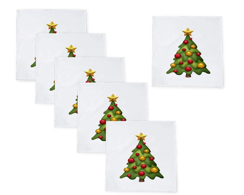 مناديل حرير بموضوع عيد الميلاد بلون الكاكي 10x 10 عبوة من 6 قطع