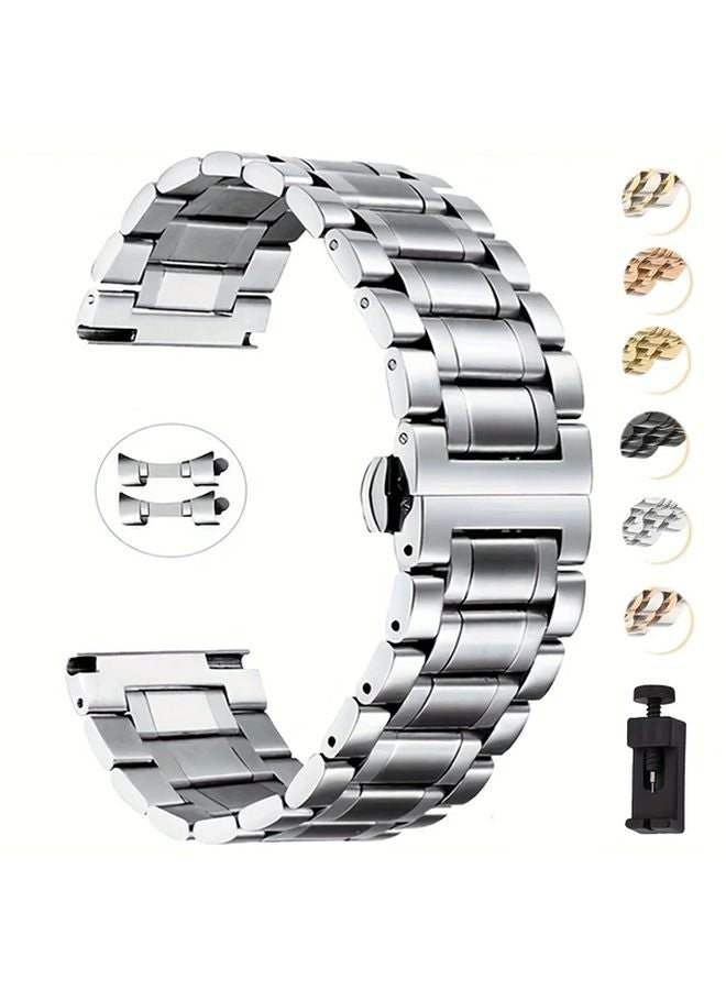 Mixed Color 2 18mm Stainless Steel Watchband Curved End Durable Adjustable Bracelet Strap - Image 1