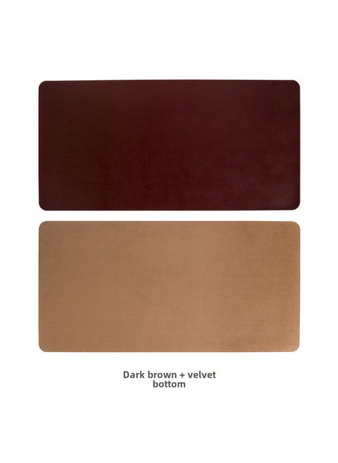 Extra Large Anti-slip Leather Mouse Pad Computer Keyboard Office Desk Writing Coffee Table Pattern Printed Logo-Color:70cm*40cm-Pattern:Dark Brown + Velvet Bottom Sewn