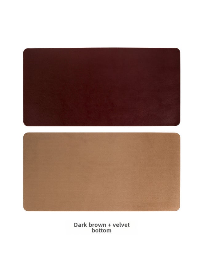 Extra Large Anti-slip Leather Mouse Pad Computer Keyboard Office Desk Writing Coffee Table Pattern Printed Logo-Color:70cm*40cm-Pattern:Dark Brown + Velvet Bottom Sewn  - Image 1