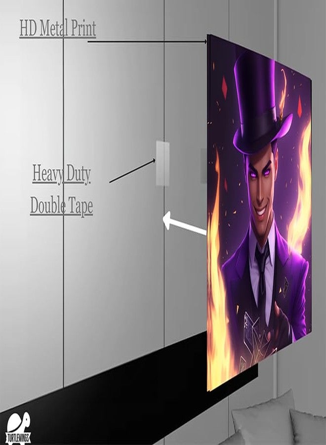 TURTLEWINGS | Saiyan Hero Cosmic Anime/Space Battle Anime Dashing Look Metal Print | HD Metal Wall Arts | Posters Frames (12 * 8 inches) - Image 5