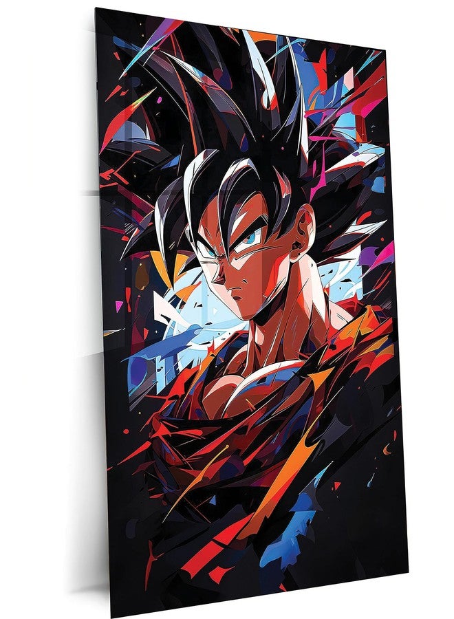 TURTLEWINGS | Saiyan Hero Cosmic Anime/Space Battle Anime Dashing Look Metal Print | HD Metal Wall Arts | Posters Frames (12 * 8 inches) - Image 1