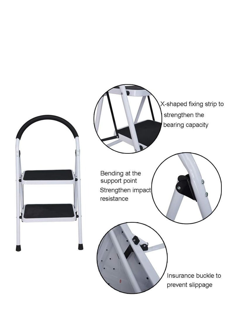 2-step folding ladder from Al-Mufarraj, foldable household ladder with wide anti-slip pedal, strong steel folding ladder for adults for home, kitchen, garden, and office. - Image 3