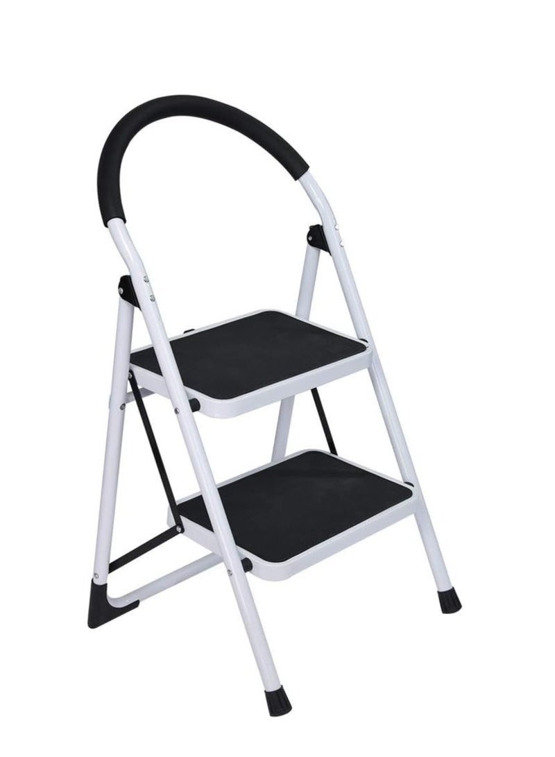 2-step folding ladder from Al-Mufarraj, foldable household ladder with wide anti-slip pedal, strong steel folding ladder for adults for home, kitchen, garden, and office. - Image 2