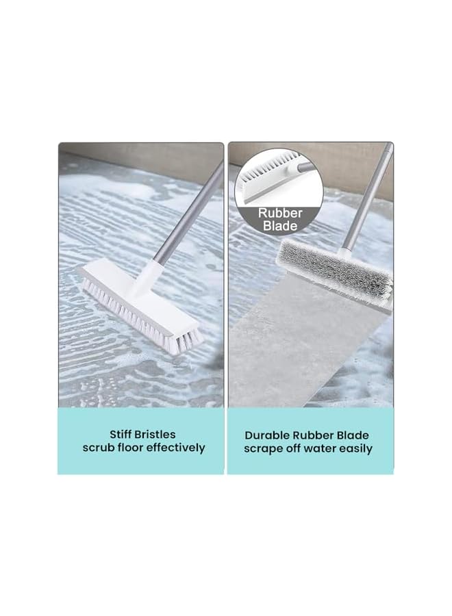 PROMASS Floor Scrub Brush with 41 Inch Long Adjustable Handle, 2 in 1 Scrape Brush, Stiff Bristle Floor Scrubber for Cleaning Shower Bathroom Garage Kitchen Wall Deck Tub Tile, Shower Scrubber Kit (2 Pack) - Image 5