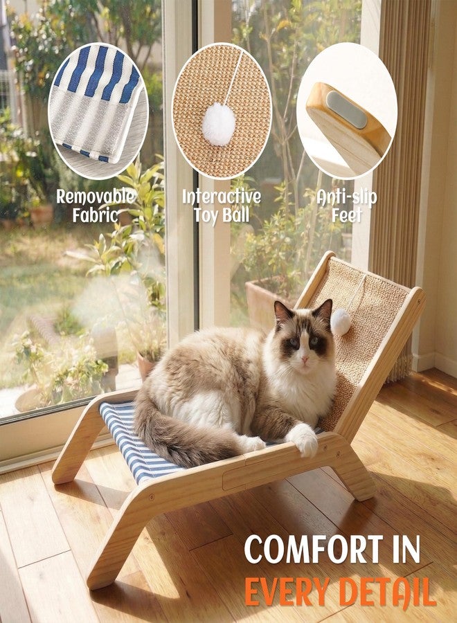 PETKARAY Cat Hammock with Coconut Palm Tree Scratching Post, Cozy Beach Chair Elevated Cat Beds, Original Lounger for Indoor Cats - Image 4