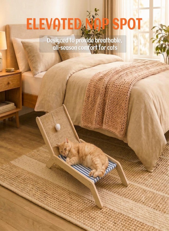 PETKARAY Cat Hammock with Coconut Palm Tree Scratching Post, Cozy Beach Chair Elevated Cat Beds, Original Lounger for Indoor Cats - Image 5