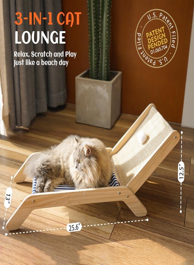 PETKARAY Cat Hammock with Coconut Palm Tree Scratching Post, Cozy Beach Chair Elevated Cat Beds, Original Lounger for Indoor Cats - Image 3