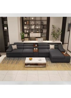Homzmart Swedish Wood and Linen L-Shape Sofa - Grey  - Image 3