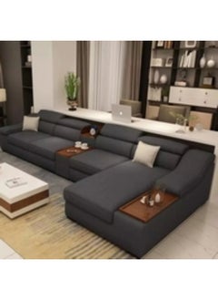 Homzmart Swedish Wood and Linen L-Shape Sofa - Grey  - Image 5