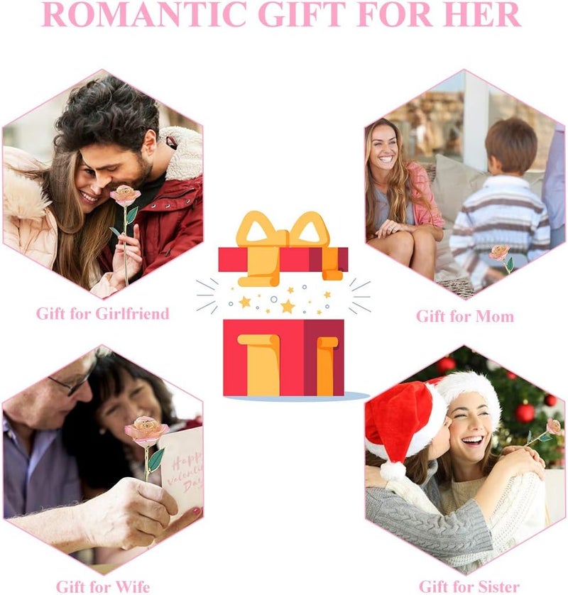 klarako 24K Peach Rose Christmas Gift for Her, Eternal Eternity Love Real Gold Plated Eternity Rose Flower, Best Present for Wife/ Lover / Girlfriend Anniversary, Wedding, Birthday (Peach) - Image 5