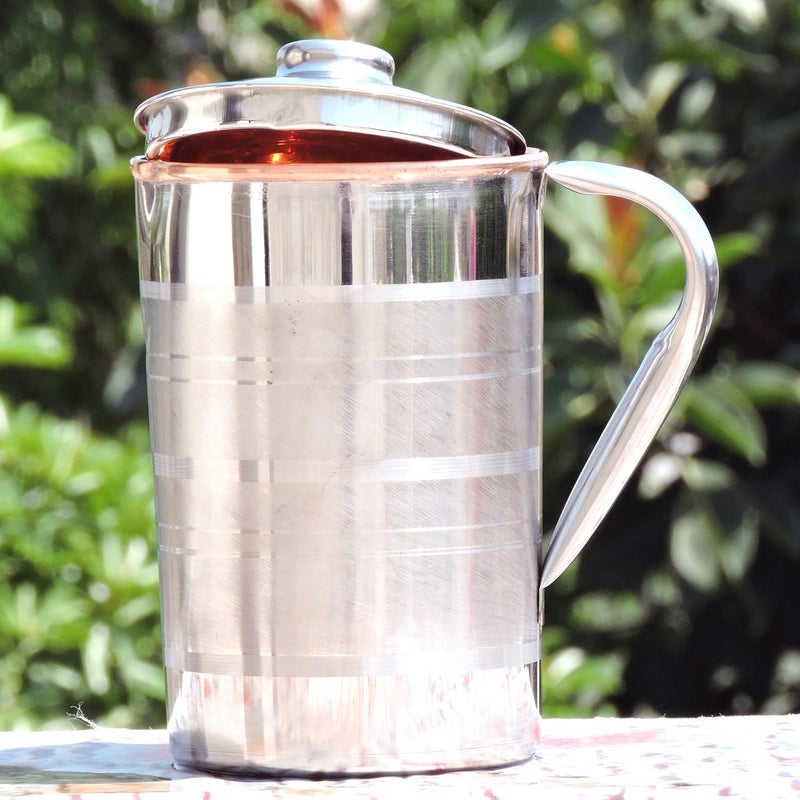 HealthGoodsIn Copper and Stainless Steel Jug  Outer Stainless Steel and Inner Copper Jug For Ayurveda Health Benefits 15 Liter - Image 3