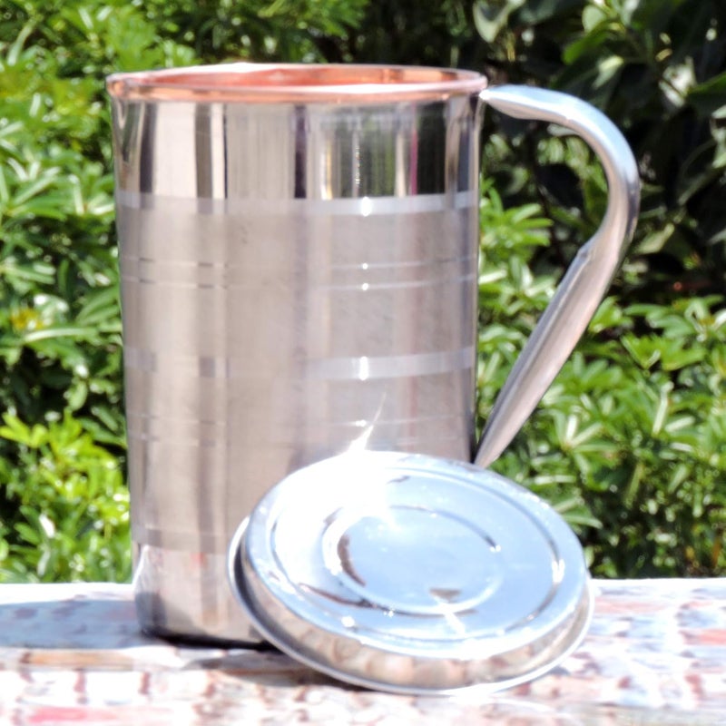 HealthGoodsIn Copper and Stainless Steel Jug  Outer Stainless Steel and Inner Copper Jug For Ayurveda Health Benefits 15 Liter - Image 5