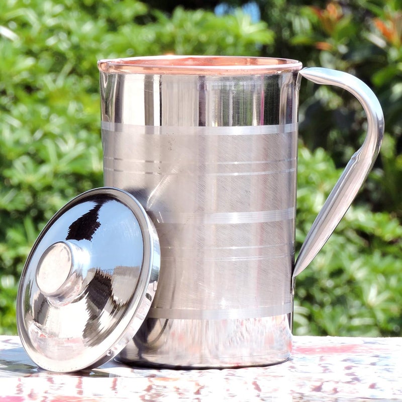 HealthGoodsIn Copper and Stainless Steel Jug  Outer Stainless Steel and Inner Copper Jug For Ayurveda Health Benefits 15 Liter - Image 4