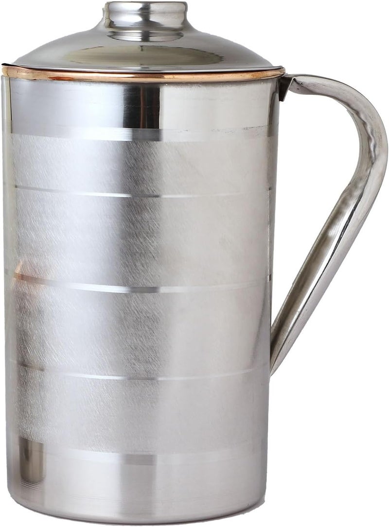 HealthGoodsIn Copper and Stainless Steel Jug  Outer Stainless Steel and Inner Copper Jug For Ayurveda Health Benefits 15 Liter - Image 1