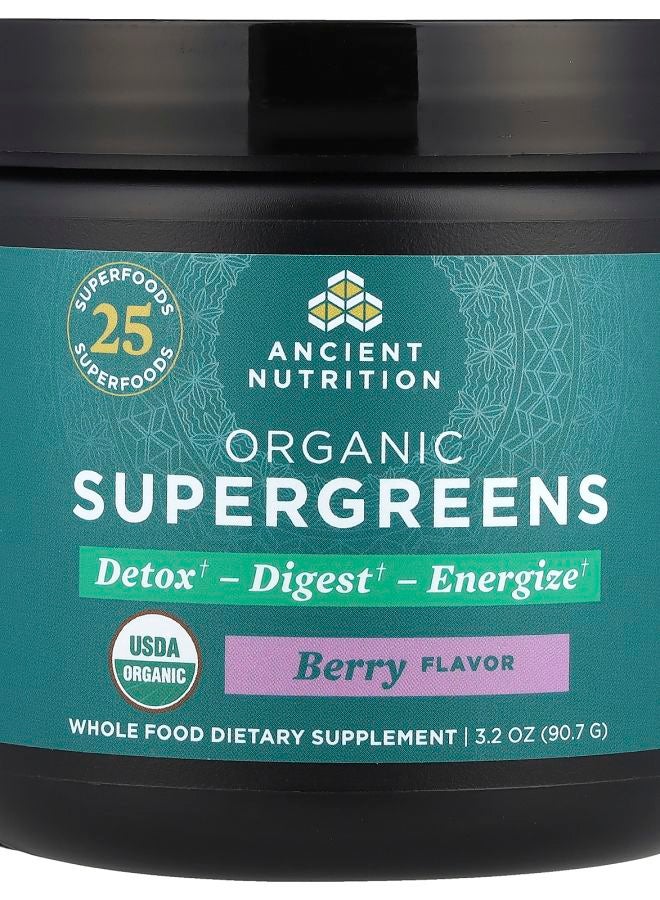 Ancient Nutrition Organic SuperGreens Berry 3.2 oz (90.7 g) - Image 1