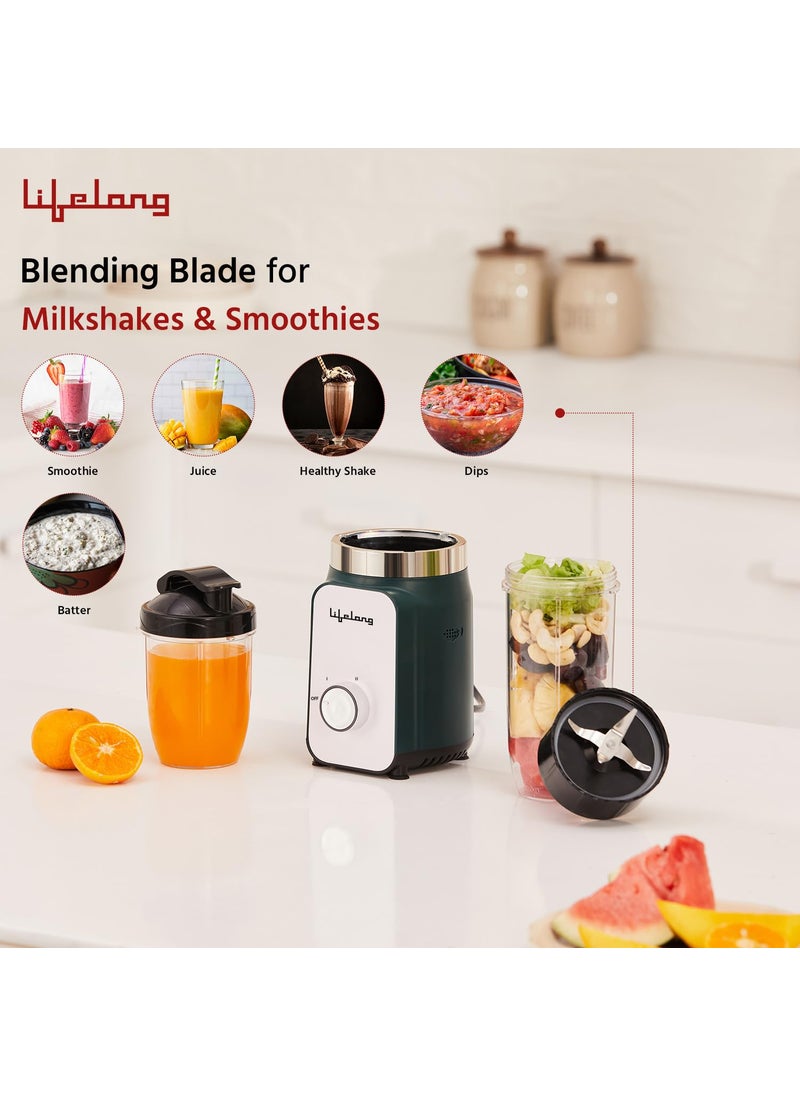 Lifelong Lifelong Nutri Blender for Smoothies and Juices 500 Watts with 2 Jars - 100% Copper Motor Mixer Grinder, Blender & Smoothie Maker for Kitchen - Blender for Fruits & Vegetables - Stainless Steel Blades  - Image 2