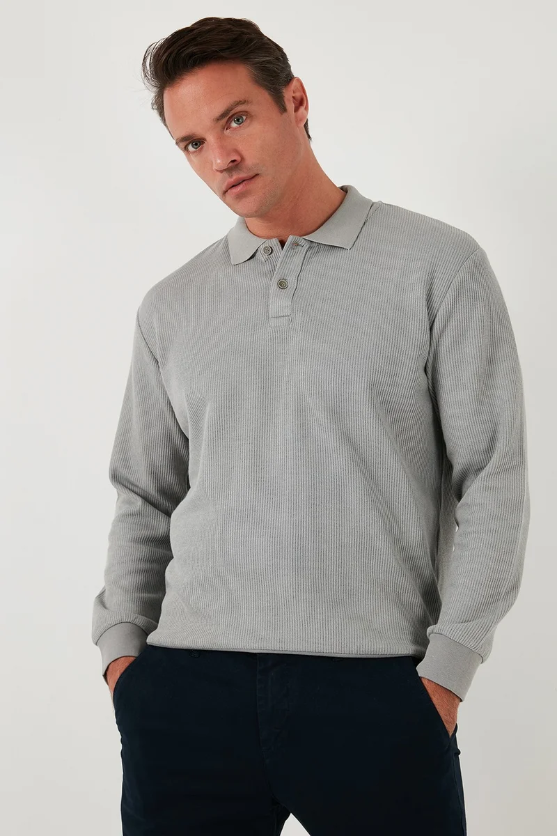 Buratti Cotton Regular Fit Buttoned Polo Neck Sweat Men's Sweat 5905739