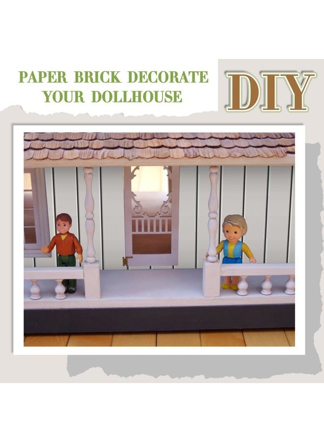 Flutesan 12 Pcs Miniature Dollhouse Wallpaper and Flooring Peel and Stick Mini DIY Self Adhesive Dollhouse Accessories 8.27 x 11.69 Inch (Wood Paneled Wall) - Image 4