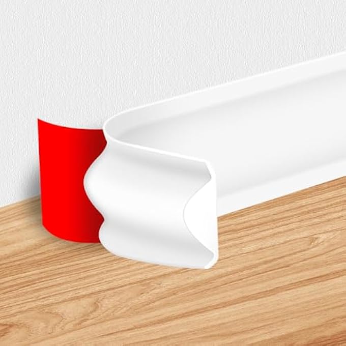 FLEXIBLE MOLDING TRIM, WHITE SELF ADHESIVE WALL TRIM MINI PEEL AND STICK RUBBER TRIM MOLDING FOR FLOOR, BATHROOM,WALLS,KITCHEN,COUNTERTOP HOME DECORATION (WHITE,236INCH) - Image 1
