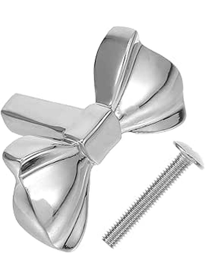 Vintage Brass Bow Cabinet Knobs Drawer Pulls Set Silver Chrome Finish Hardware Handles - Image 1