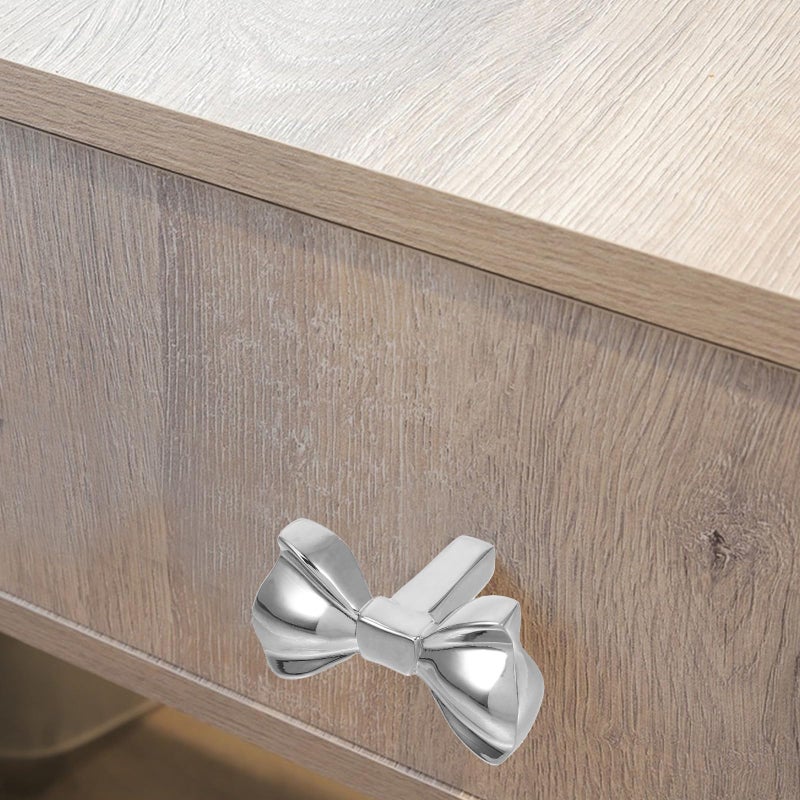 Vintage Brass Bow Cabinet Knobs Drawer Pulls Set Silver Chrome Finish Hardware Handles - Image 5