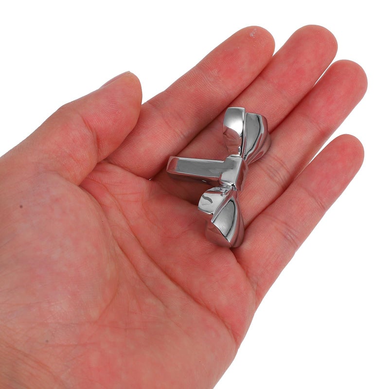 Vintage Brass Bow Cabinet Knobs Drawer Pulls Set Silver Chrome Finish Hardware Handles - Image 3