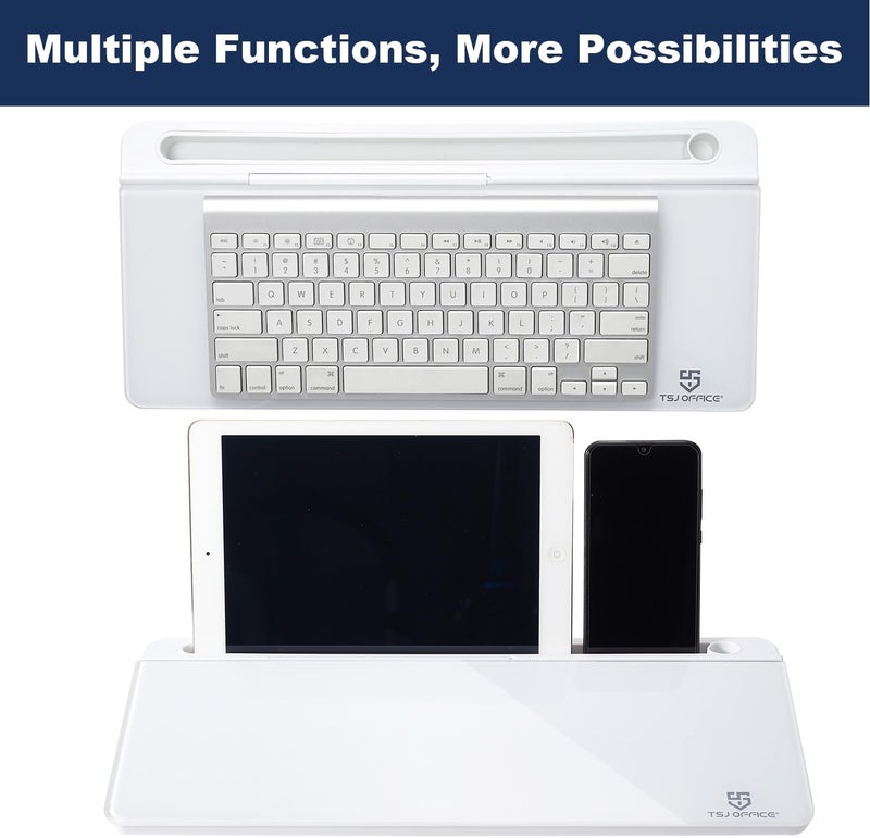 TSJ OFFICE Small Glass Dry Erase Desk Whiteboard - Computer Keyboard Holder with Drawer, Organizers with Accessories for Home, School Supplies - Image 5