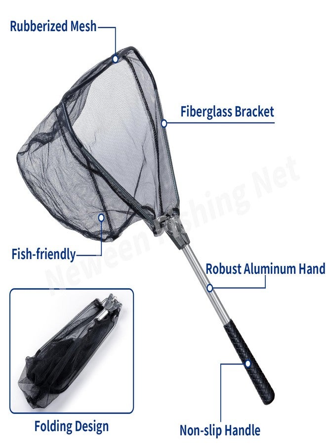 Neween Fishing Net, Foldable Collapsible Telescopic Fish Landing Net, Durable Nylon Material Mesh Landing Net for Easy Catching or Releasing for Trout 55cm - Image 3