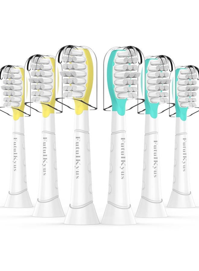 Futulkyus رؤوس فرشاة استبدال أطفال FutulkyUS لفرشاة الأسنان الكهربائية Philips Sonicare: رأس فرشاة ناعمة متوافقة مع 4100، رأس قياسي للأولاد والبنات فوق 7 سنوات، 6 قطع - Image 1