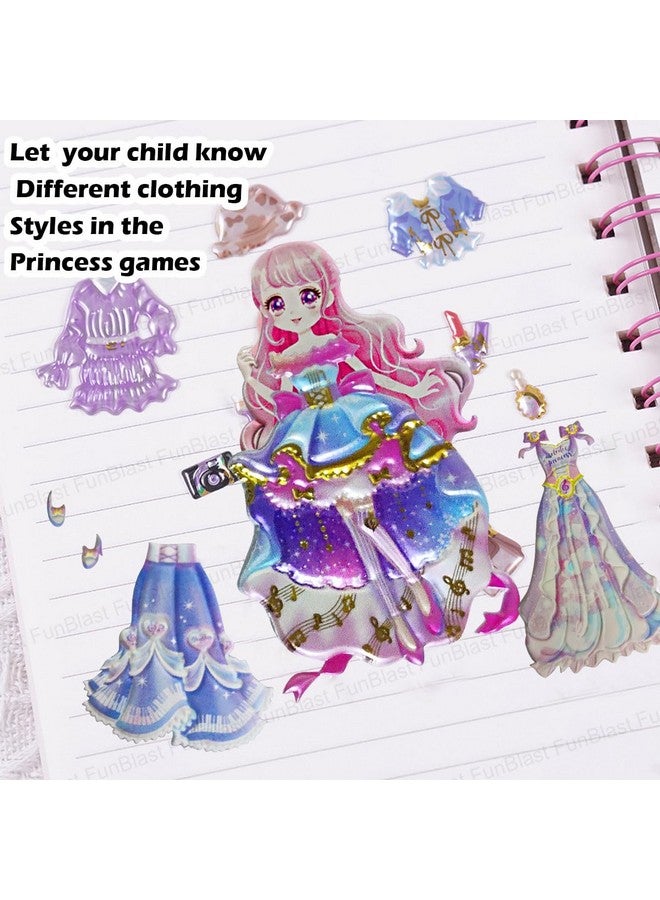 فنبلاست مجموعة ملصقات FunBlast Kawaii - مجموعة من ملصقين لتغيير ملابس الأميرة، ملصقات ثلاثية الأبعاد DIY للفتيات، ملصق جمالي، ملصقات لطيفة، ملصقات ذاتية اللصق، مجموعة ملصقات منتفخة - تصميم عشوائي (2) - Image 4