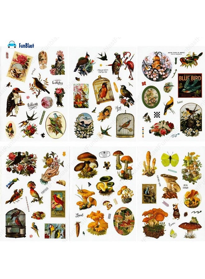فنبلاست مجموعة ملصقات فن بلاست - ٢٠ ورقة/٣٠٠ ملصق جمالي، كتيب زهور وفطر، ملصقات زخرفية كلاسيكية لسجلات القصاصات، ملصقات للمشاريع، ملصقات يابانية، دفاتر يوميات، سكرابوكينغ (D) - Image 4