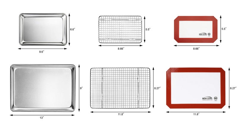 New Star Foodservice 1028768 Commercial-Grade Bun Pan/Baking Sheet, Baking Mat, Cooling Rack Combo, 1/8 and 1/4 Sizes Each - Image 2