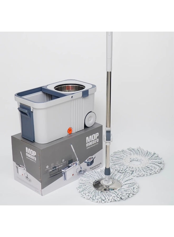 Maestro Heavy Duty Spin Mop and Bucket Set with Reinforced Design, Comfortable Handle Grip, Efficient Spin Dry Mechanism, and High Quality Microfiber Mop Head for Effective Cleaning and Long Term Household Use - Image 1