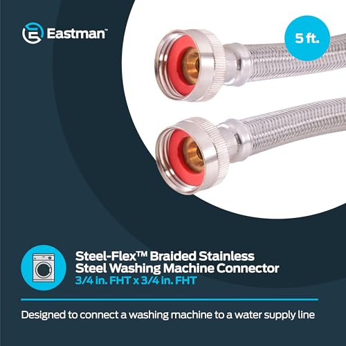 Eastman 5 foot Washing Machine Hose, 3/4 Inch FHT x 3/4 Inch FHT, Braided Stainless Steel Washing Machine Connectors, 48368 - Image 2