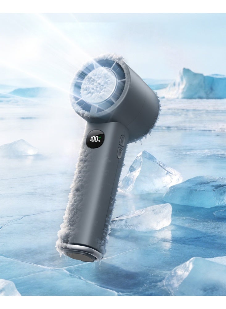 Kingone Portable Handheld Fan with 5-Speed, 14000RPM Powerful Cooling Ice Fan, Ice-Ceramic Cooling, 3000mAh Fast-Charging and LED Digital Display, Adjustable Mini Fan for Travel, Camping, Indoor, Outdoor (Grey) - Image 1