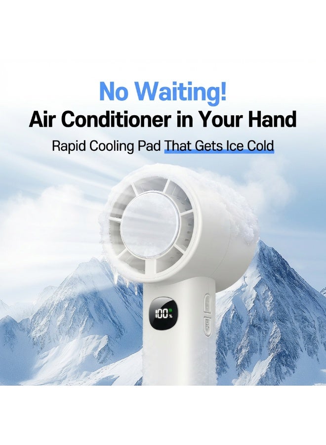 Kingone Portable Handheld Fan with 5-Speed, 14000RPM Powerful Cooling Ice Fan, Ice-Ceramic Cooling, 3000mAh Fast-Charging and LED Digital Display, Adjustable Mini Fan for Travel, Camping, Indoor, Outdoor (Grey) - Image 2
