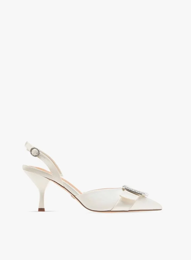 Celeste Women's Embellished Slingback Shoes with Buckle Closure and Stiletto Heels